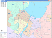 Green Bay  Wall Map Color Cast Style